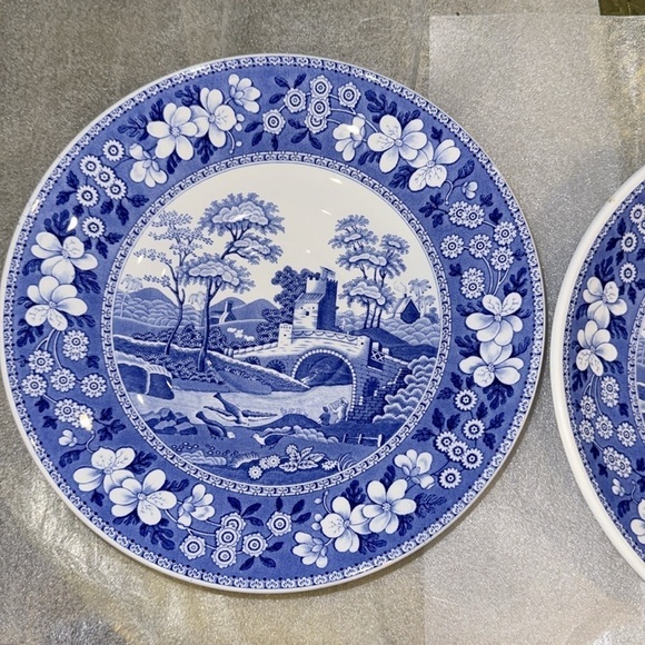 set of Two Spode Blue Italian Antique Tower Soup Bowl - Picture 3 of 6